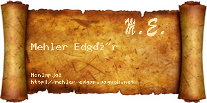 Mehler Edgár névjegykártya